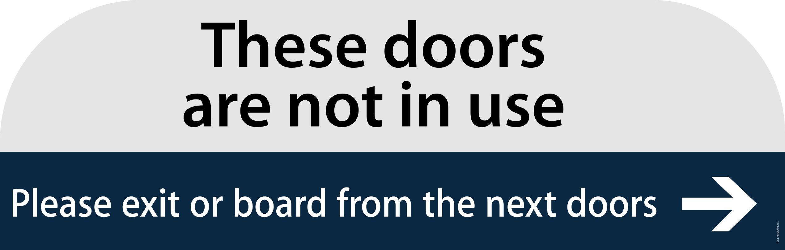 MTR Signage: Please exit or board from the next doors (English, Right Arrow)
